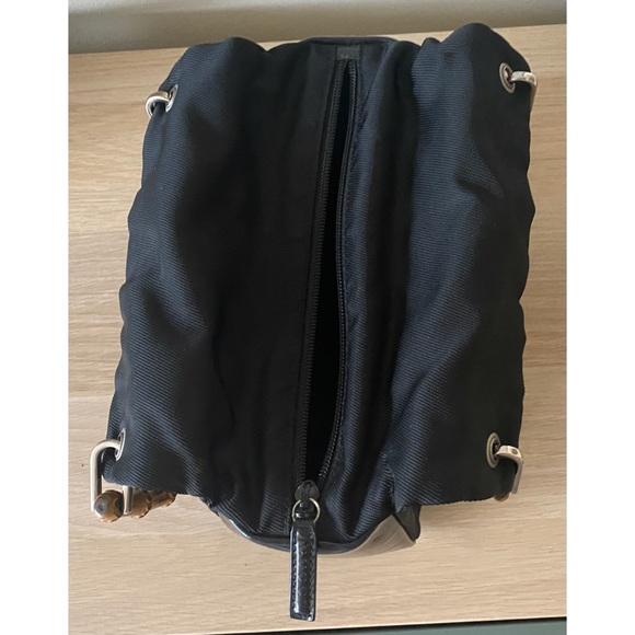 Gucci Handbag with Bamboo Handles. Black Leather & Nylon Canvas - Picture 10 of 14